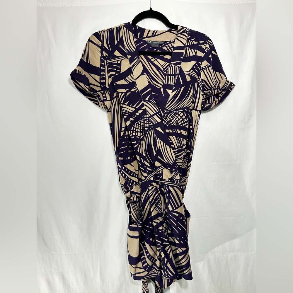 Armani Exchange Purple and Tan Patterned Dress